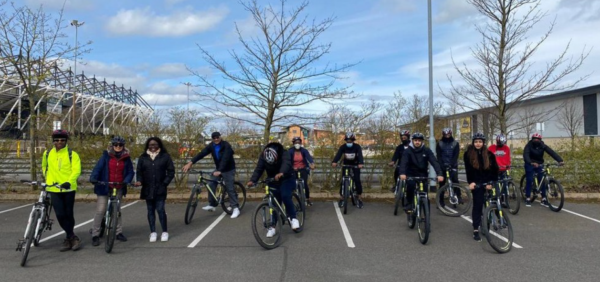 Lining up for bike ride